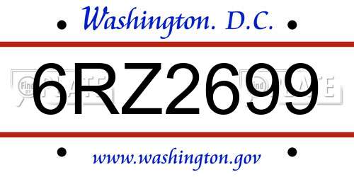 6RZ2699 District Of Columbia License Plate