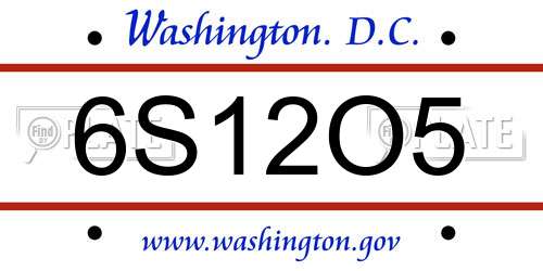 6S12O5 District Of Columbia License Plate