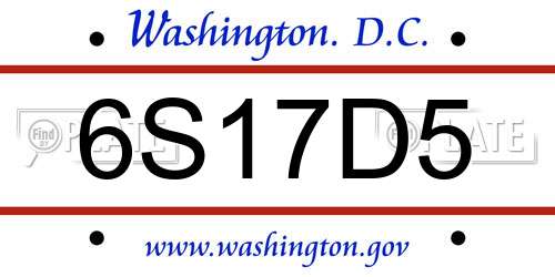 6S17D5 District Of Columbia License Plate