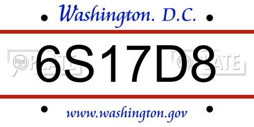 6S17D8 District Of Columbia License Plate