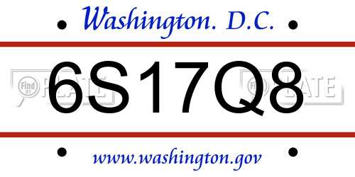 6S17Q8 District Of Columbia License Plate
