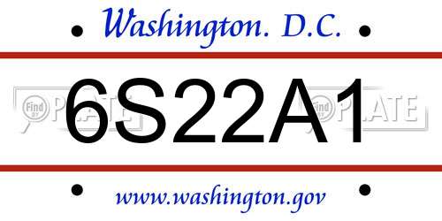 6S22A1 District Of Columbia License Plate