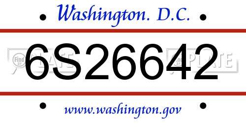 6S26642 District Of Columbia License Plate