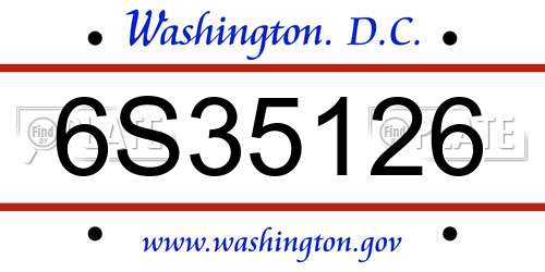 6S35126 District Of Columbia License Plate