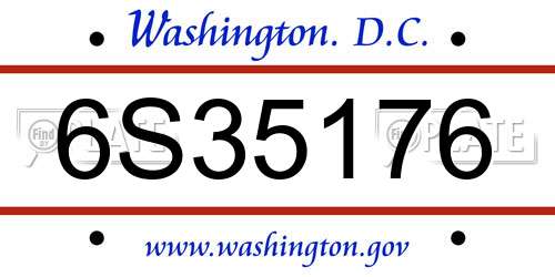 6S35176 District Of Columbia License Plate