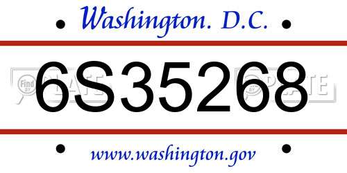 6S35268 District Of Columbia License Plate