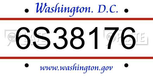 6S38176 District Of Columbia License Plate