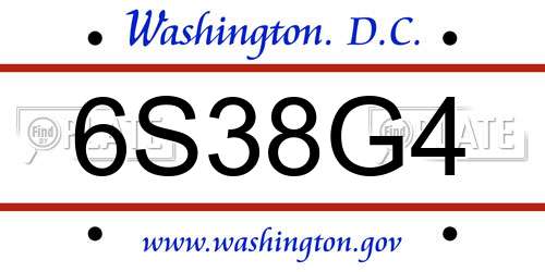 6S38G4 District Of Columbia License Plate