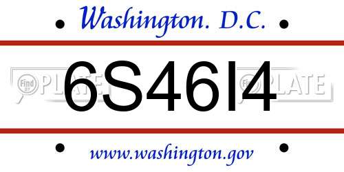 6S46I4 District Of Columbia License Plate