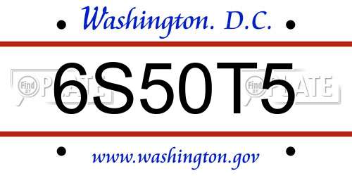 6S50T5 District Of Columbia License Plate