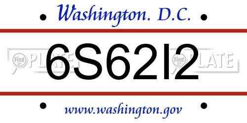 6S62I2 District Of Columbia License Plate