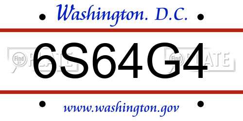 6S64G4 District Of Columbia License Plate