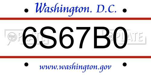 6S67B0 District Of Columbia License Plate
