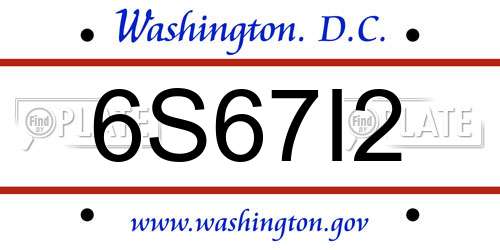 6S67I2 District Of Columbia License Plate