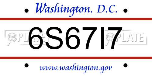 6S67I7 District Of Columbia License Plate