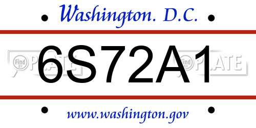 6S72A1 District Of Columbia License Plate