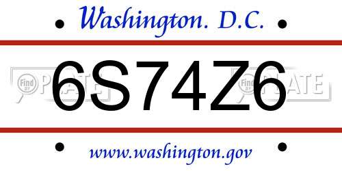 6S74Z6 District Of Columbia License Plate