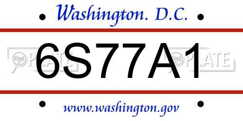 6S77A1 District Of Columbia License Plate