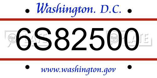 6S82500 District Of Columbia License Plate