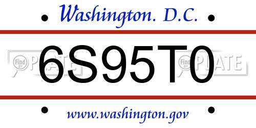 6S95T0 District Of Columbia License Plate