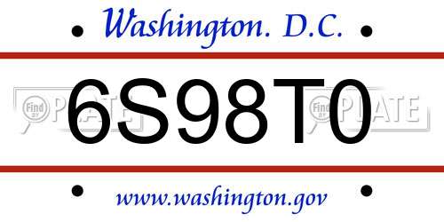 6S98T0 District Of Columbia License Plate