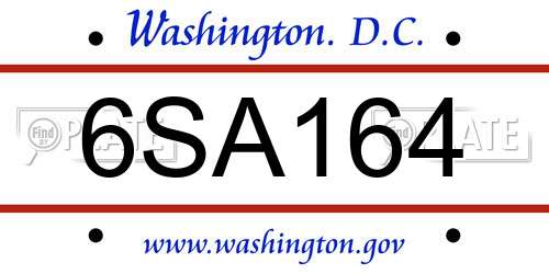 6SA164 District Of Columbia License Plate