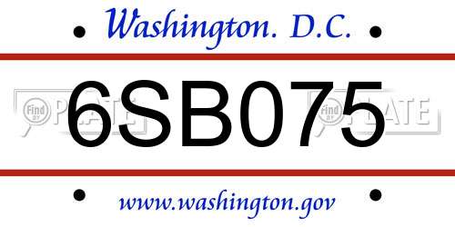 6SB075 District Of Columbia License Plate