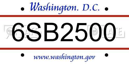 6SB2500 District Of Columbia License Plate