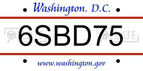 6SBD75 District Of Columbia License Plate