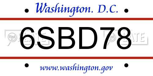 6SBD78 District Of Columbia License Plate