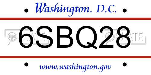 6SBQ28 District Of Columbia License Plate