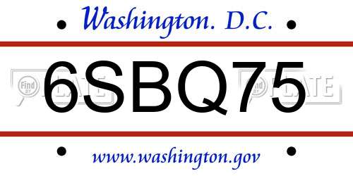 6SBQ75 District Of Columbia License Plate