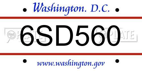 6SD560 District Of Columbia License Plate