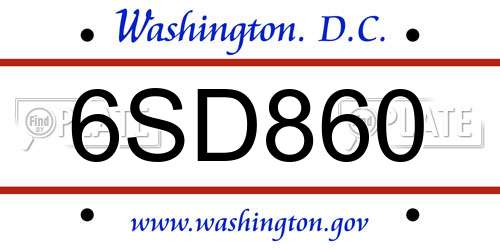 6SD860 District Of Columbia License Plate