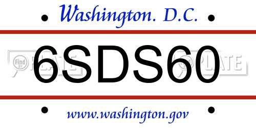 6SDS60 District Of Columbia License Plate