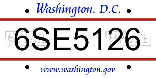6SE5126 District Of Columbia License Plate