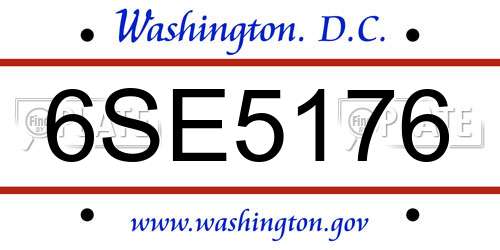 6SE5176 District Of Columbia License Plate