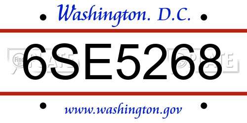 6SE5268 District Of Columbia License Plate