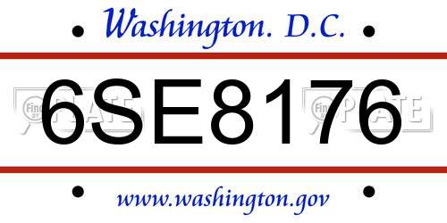 6SE8176 District Of Columbia License Plate