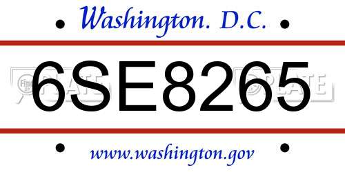 6SE8265 District Of Columbia License Plate