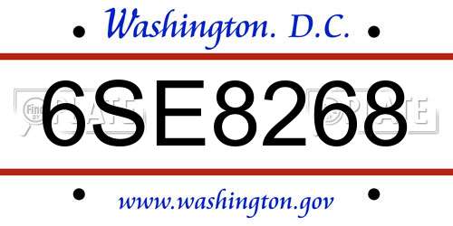 6SE8268 District Of Columbia License Plate