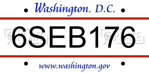 6SEB176 District Of Columbia License Plate