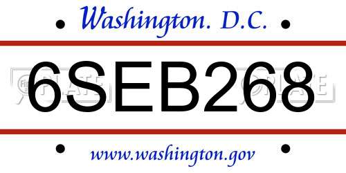 6SEB268 District Of Columbia License Plate