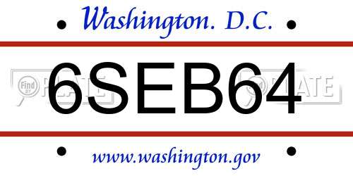 6SEB64 District Of Columbia License Plate