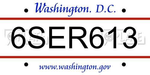 6SER613 District Of Columbia License Plate