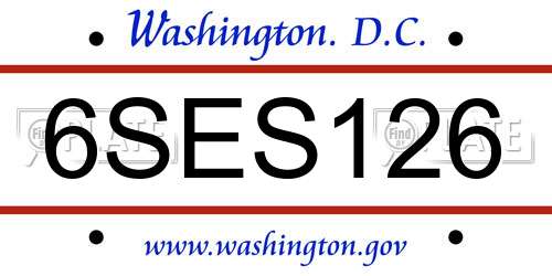 6SES126 District Of Columbia License Plate