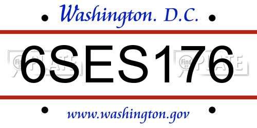 6SES176 District Of Columbia License Plate