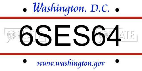 6SES64 District Of Columbia License Plate