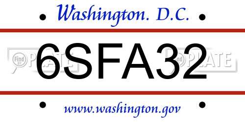 6SFA32 District Of Columbia License Plate
