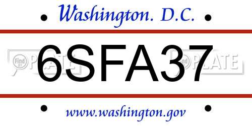 6SFA37 District Of Columbia License Plate